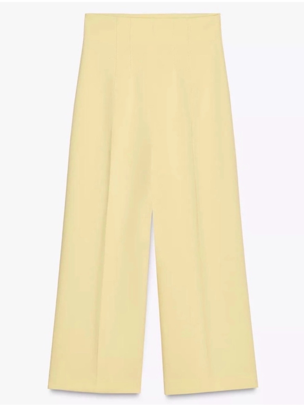 Zara Pale Yellow Wide-Leg High-Waist Pants
